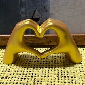 Modern Gold Heart Sculpture Art Piece